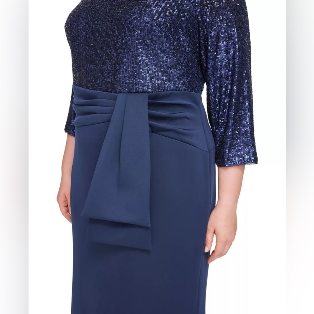 Eliza J Plus Size Sequin Bodice Gown Midnight Blue Maxi Dress 20W - Picture 4 of 12